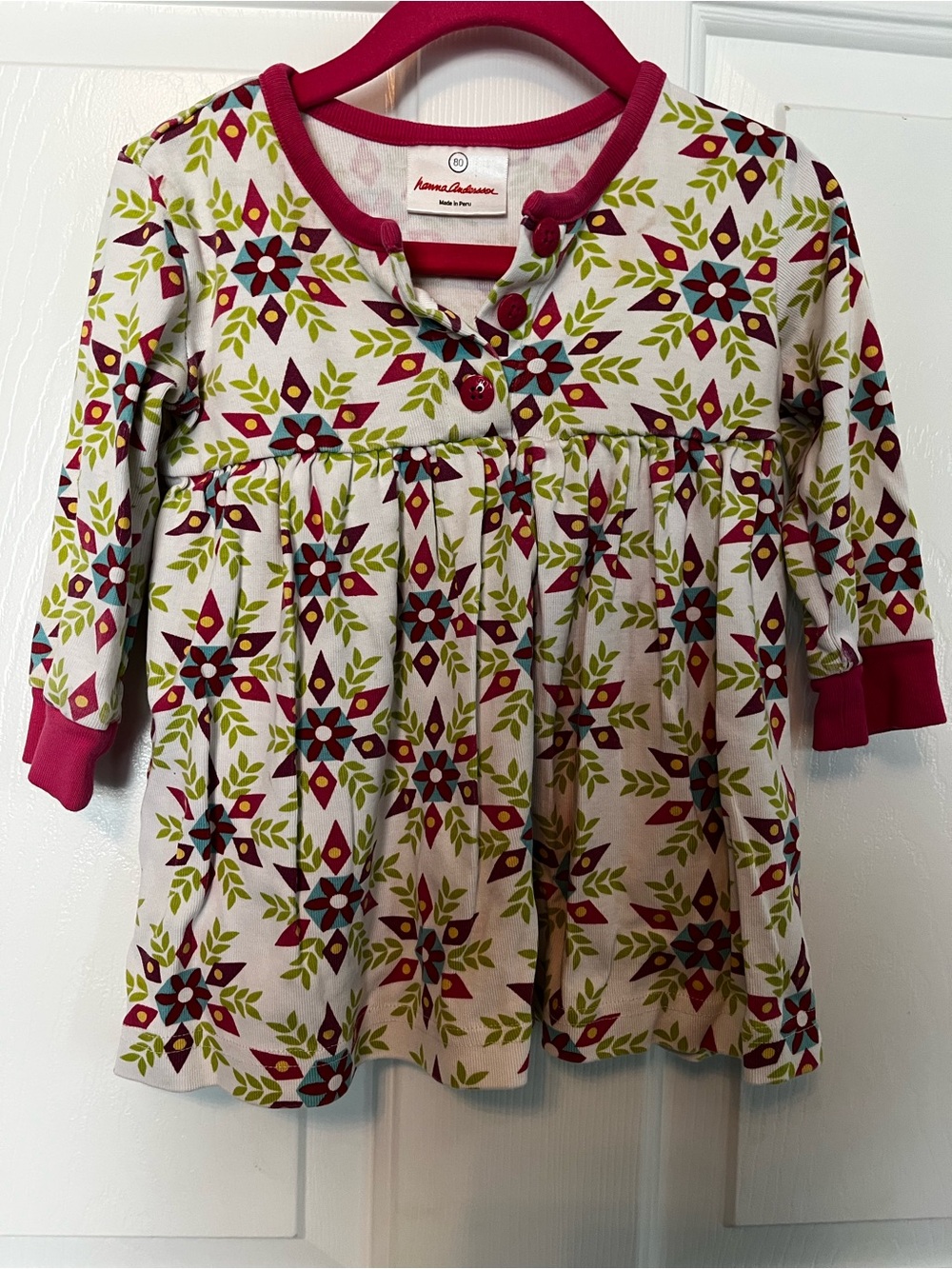Hanna Andersson Pink-Trim Floral Star Knit Dress